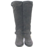 Prada Sport Knee High Moto Boots Dark Gray Suede Size 38