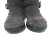 Prada Sport Knee High Moto Boots Dark Gray Suede Size 38