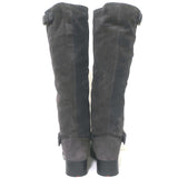 Prada Sport Knee High Moto Boots Dark Gray Suede Size 38