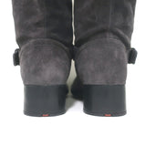 Prada Sport Knee High Moto Boots Dark Gray Suede Size 38