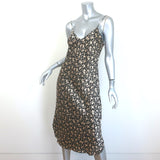 Nili Lotan Short Cami Dress Espresso Floral Print Silk Satin Size Large