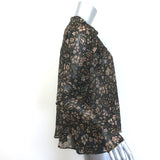 Ulla Johnson Renly Puff Sleeve Blouse Black Floral Paisley Print Silk Size 10