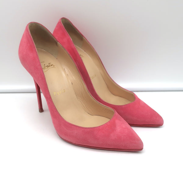 Christian Louboutin Shocking Pink Glitter Art Patent Leather Pigalle Follies 100 Pumps Size 6.5/37