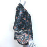 Ulla Johnson Constance Blouse Navy Floral Print Chiffon Size 8 Long Sleeve Top