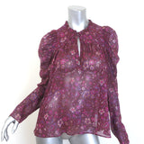 Ulla Johnson Renly Puff Sleeve Blouse Burgundy Paisley Print Silk Size 8