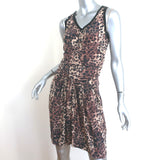Isabel Marant Etoile Jafney Ruched Leopard Print Mini Dress Brown Silk Size 1
