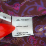 Ulla Johnson Renly Puff Sleeve Blouse Burgundy Paisley Print Silk Size 8