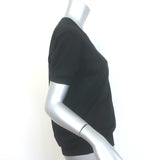 Prada Short Sleeve V-Neck Sweater Black Fine Knit Size 42