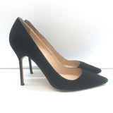 Manolo Blahnik BB 105 Pumps Black Suede Size 36 Pointed Toe Heels