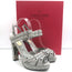 Valentino Crystal-Embellished Platform Slingback Sandals Gray Leather Size 37