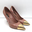 Louis Vuitton Allamanda Gold Cap Toe Pumps Rose Monogram Vernis Size 37.5