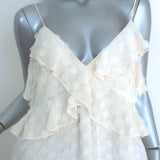 Zimmermann Textured Midi Slip Dress Cream Ruffled Chiffon Size 3