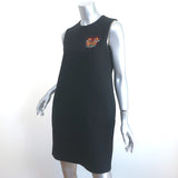 Christian Dior Embroidered Shift Dress Black Wool-Silk Size 38 Sleeveless Mini