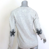 Zadig & Voltaire Vivi Brod Patch Cashmere Sweater Light Gray Size Extra Small