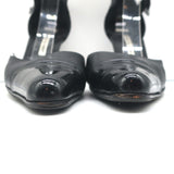 Manolo Blahnik d'Orsay Cap Toe Mary Jane Pumps Black Patent & Leather Size 39