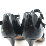 Manolo Blahnik d'Orsay Cap Toe Mary Jane Pumps Black Patent & Leather Size 39