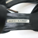 Manolo Blahnik d'Orsay Cap Toe Mary Jane Pumps Black Patent & Leather Size 39