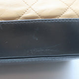 Chanel 2010 VIP Large Chain Strap Quilted Shoulder Bag Beige & Black Leather