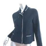 Christian Dior Double Breasted Sweater Jacket Navy Cotton Knit Size 40