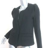 IRO Anglet Frayed Tweed Jacket Black Wool-Blend Size 38