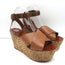 Lanvin Snake-Embossed Cork Platform Wedge Sandals Brown Leather Size 40