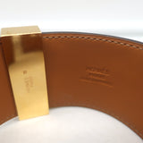 Hermes Collier de Chien PM Cuff Bracelet Taupe Leather Rose Gold Hardware
