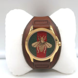Gucci Le Marche des Merveilles Bee Watch Brown Leather Strap