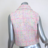 Chanel 24C Tweed Jewel-Button Vest Light Pink/Neon Cotton-Blend Size 38