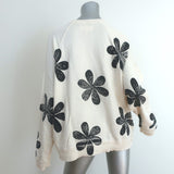 THE GREAT The Slouch Sweatshirt Cream Daisy Stamp Cotton Size 1