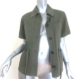 Christian Dior Short Sleeve Military Jacket Army Green Stretch Cotton Size US 6