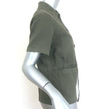 Christian Dior Short Sleeve Military Jacket Army Green Stretch Cotton Size US 6