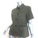 Christian Dior Short Sleeve Military Jacket Army Green Stretch Cotton Size US 6
