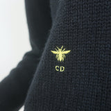 Christian Dior Side-Zip Turtleneck Sweater Black Alpaca Size US 4