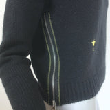 Christian Dior Side-Zip Turtleneck Sweater Black Alpaca Size US 4