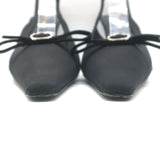 Saint Laurent Sadie Crystal Buckle Bow Slingback Pumps Black Crepe Size 38.5