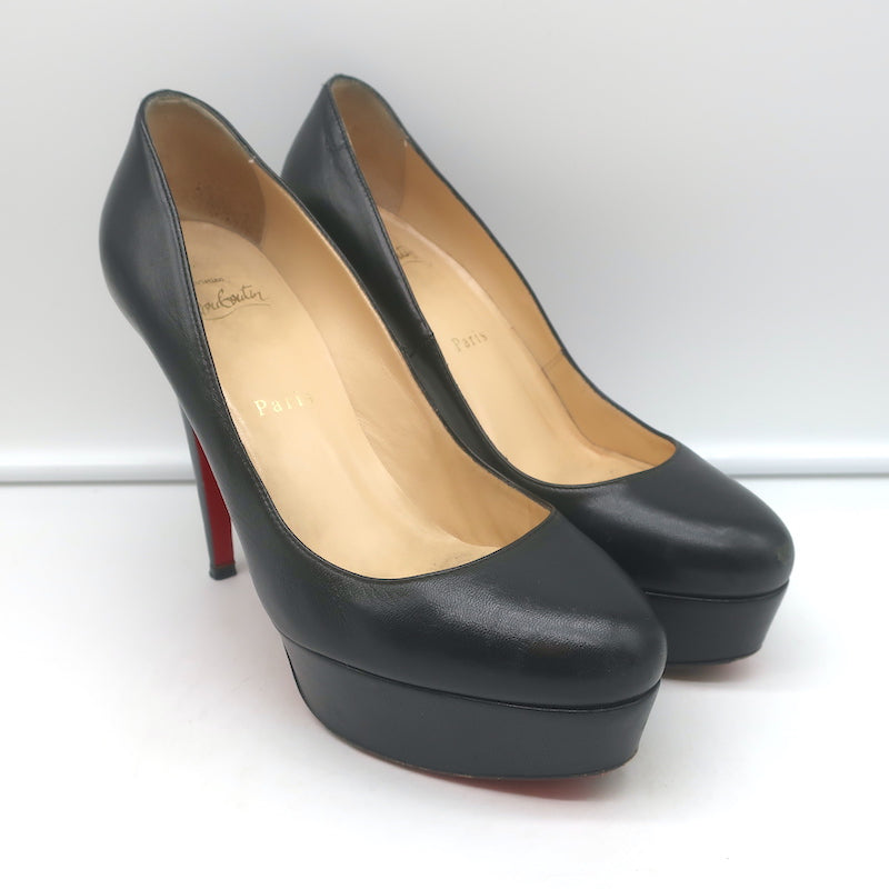 Christian Louboutin Bianca 120 Platform Pumps Black Leather Size