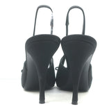 Saint Laurent Sadie Crystal Buckle Bow Slingback Pumps Black Crepe Size 38.5