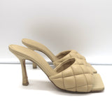Bottega Veneta Padded Mules Beige Quilted Leather Size 36 Open Toe Heels