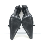 Saint Laurent Sadie Crystal Buckle Bow Slingback Pumps Black Crepe Size 38.5