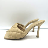 Bottega Veneta Padded Mules Beige Quilted Leather Size 36 Open Toe Heels