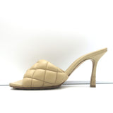 Bottega Veneta Padded Mules Beige Quilted Leather Size 36 Open Toe Heels