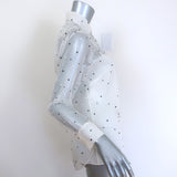 Christian Dior Polka Dot Embroidered Organza Blouse White Size 38 NEW