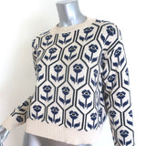 Weekend by Max Mara Odeon Floral Jacquard Sweater Cream Cotton-Blend Size Small