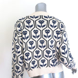 Weekend by Max Mara Odeon Floral Jacquard Sweater Cream Cotton-Blend Size Small