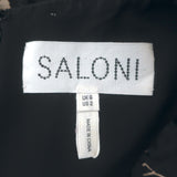 Saloni Lea Puff Sleeve Midi Dress Black Floral Jacquard Silk Size US 2