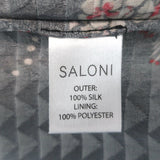 Saloni Lea Puff Sleeve Midi Dress Black Floral Jacquard Silk Size US 2