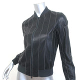 Brunello Cucinelli Monili-Trimmed Leather Bomber Jacket Black Size 38