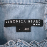 Veronica Beard Tenille Ruffled Flutter Sleeve Top Blue Chambray Size Small