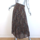 Saint Laurent Paisley Print Tiered Midi Skirt Brown/Multi Crepe Size 40