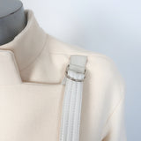 Chloe Side-Buckled Coat Milk Stretch Wool Crepe Size 36
